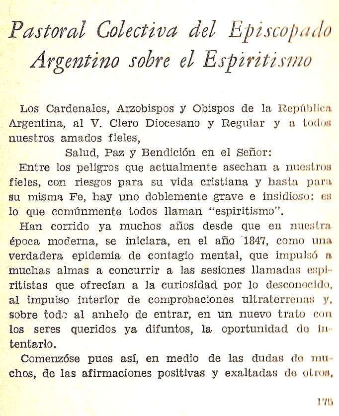 Fotografía documental — Documentos: Pastoral del Episcopado Argentino sobre el Espiritismo (1954)