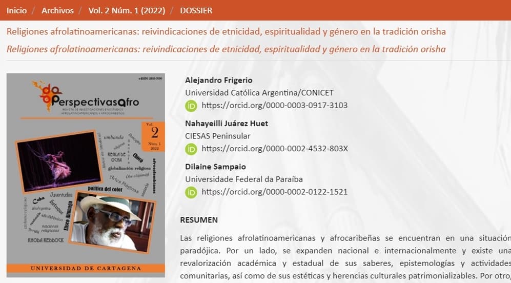 Religiones afrolatinoamericanas: reivindicaciones de etnicidad, espiritualidad y género en la tradición orisha
